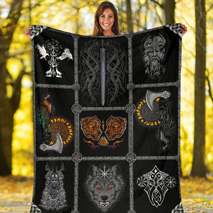 Norse Mythology Viking Fleece Blanket - VikingsBrand