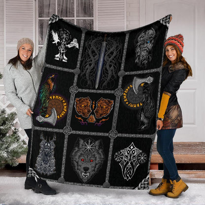 Norse Mythology Viking Fleece Blanket - VikingsBrand