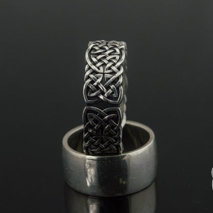 Norse Ornament 925 Sterling Silver Viking Ring - VikingsBrand