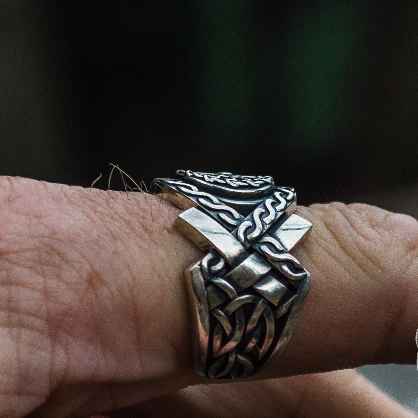 Norse Ornament Black Sun Symbol 925 Sterling Silver Viking Ring - VikingsBrand