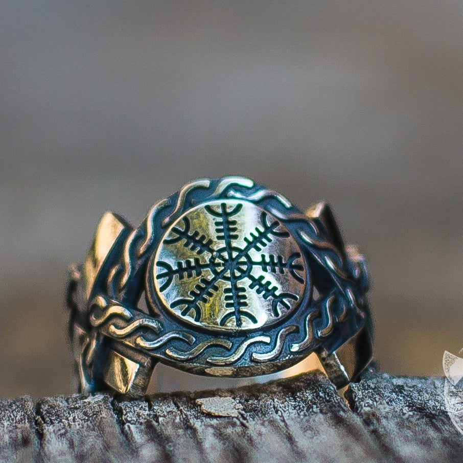 Norse Ornament Helm of Awe Symbol Viking Ring - VikingsBrand