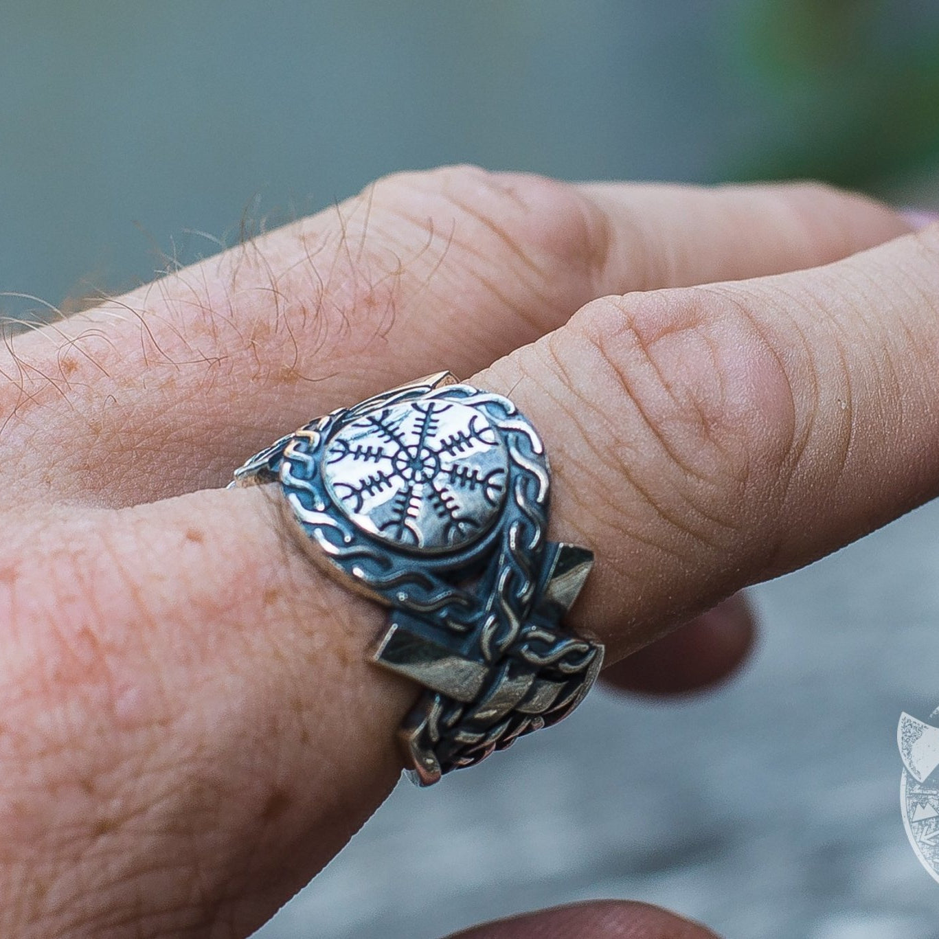 Norse Ornament Helm of Awe Symbol Viking Ring - VikingsBrand