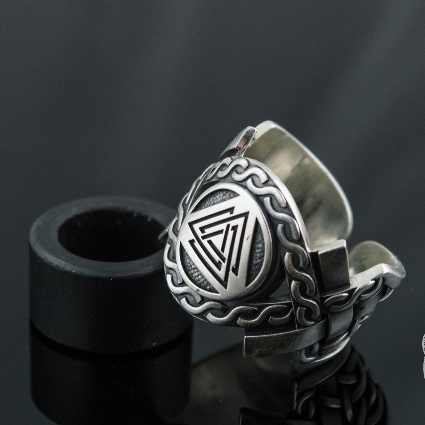 Norse Ornament  Valknut Symbol 925 Sterling Silver Viking Ring - VikingsBrand