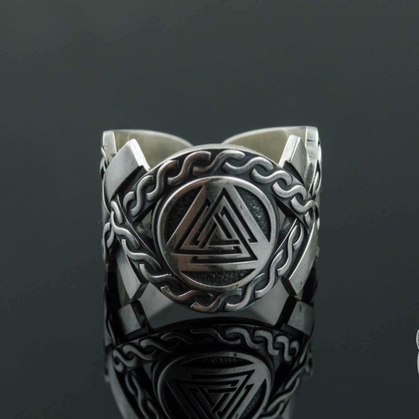 Norse Ornament  Valknut Symbol 925 Sterling Silver Viking Ring - VikingsBrand