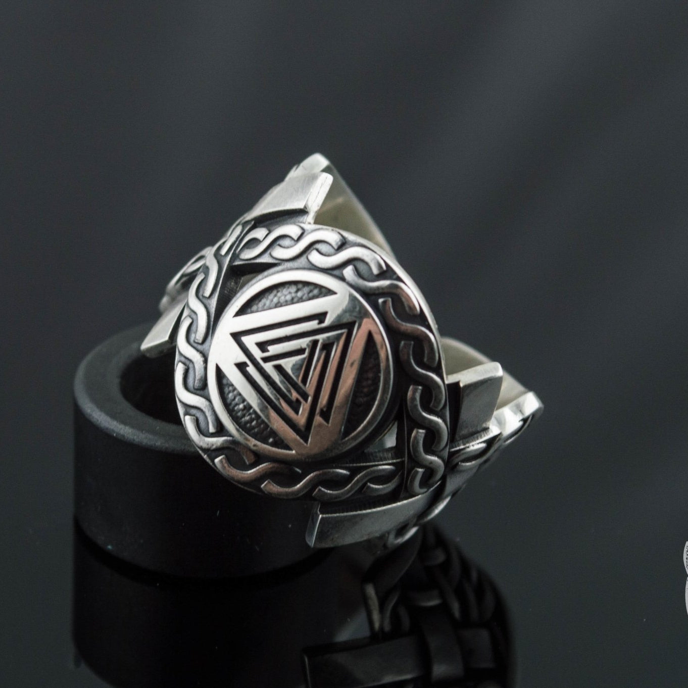 Norse Ornament  Valknut Symbol 925 Sterling Silver Viking Ring - VikingsBrand