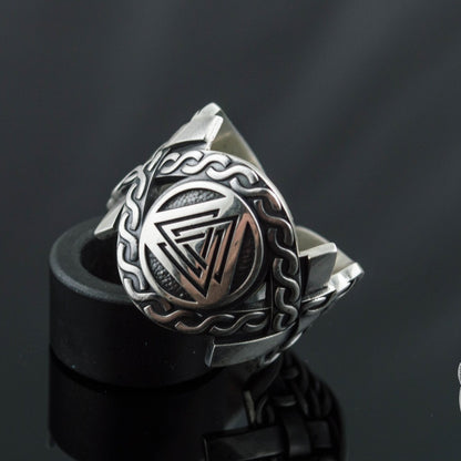 Norse Ornament  Valknut Symbol 925 Sterling Silver Viking Ring - VikingsBrand