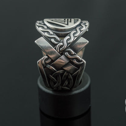 Norse Ornament  Valknut Symbol 925 Sterling Silver Viking Ring - VikingsBrand