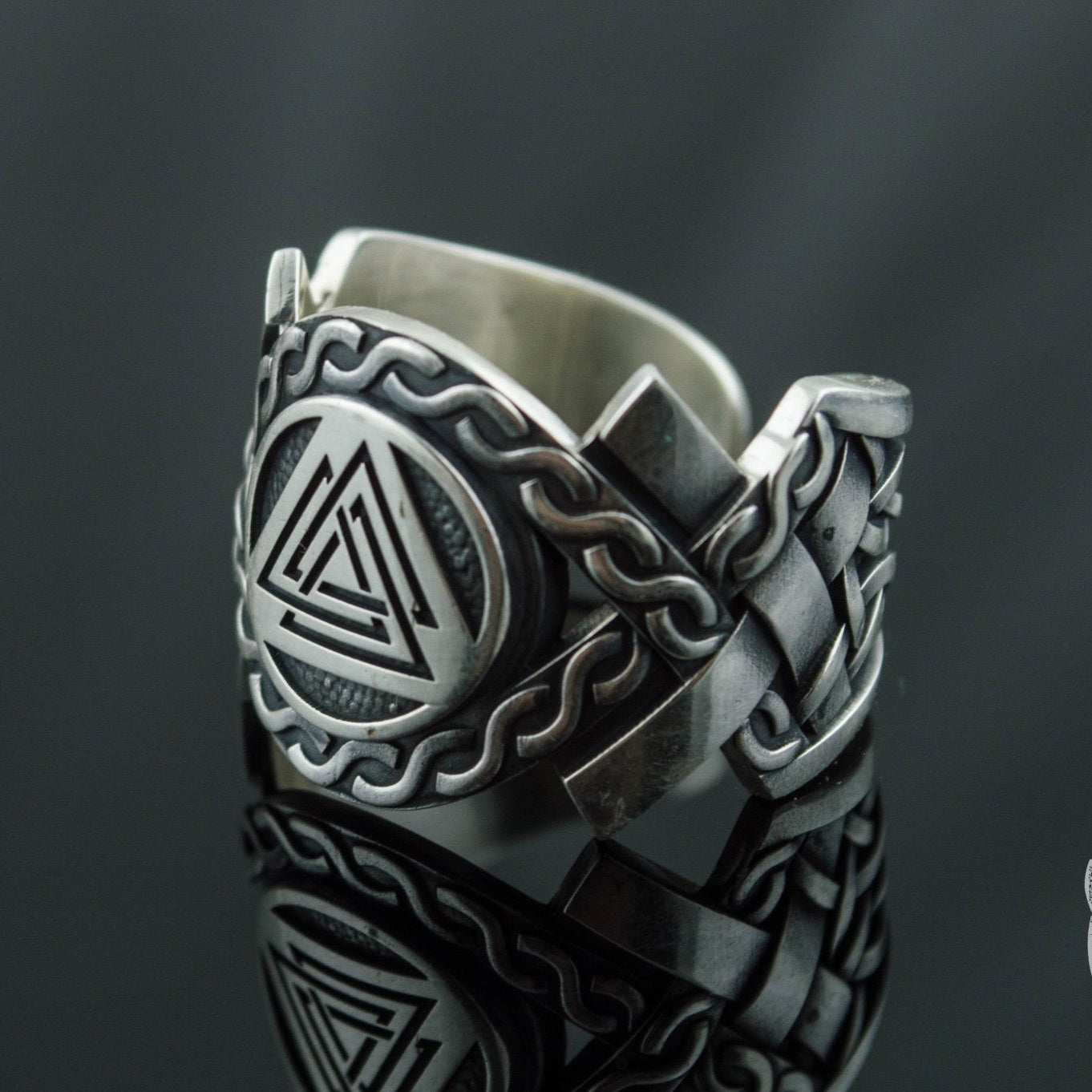 Norse Ornament  Valknut Symbol 925 Sterling Silver Viking Ring - VikingsBrand