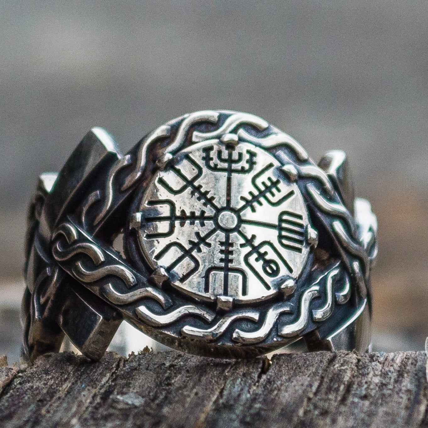Norse Ornament Vegvisir Symbol Viking Ring - VikingsBrand