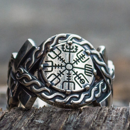 Norse Ornament Vegvisir Symbol Viking Ring - VikingsBrand