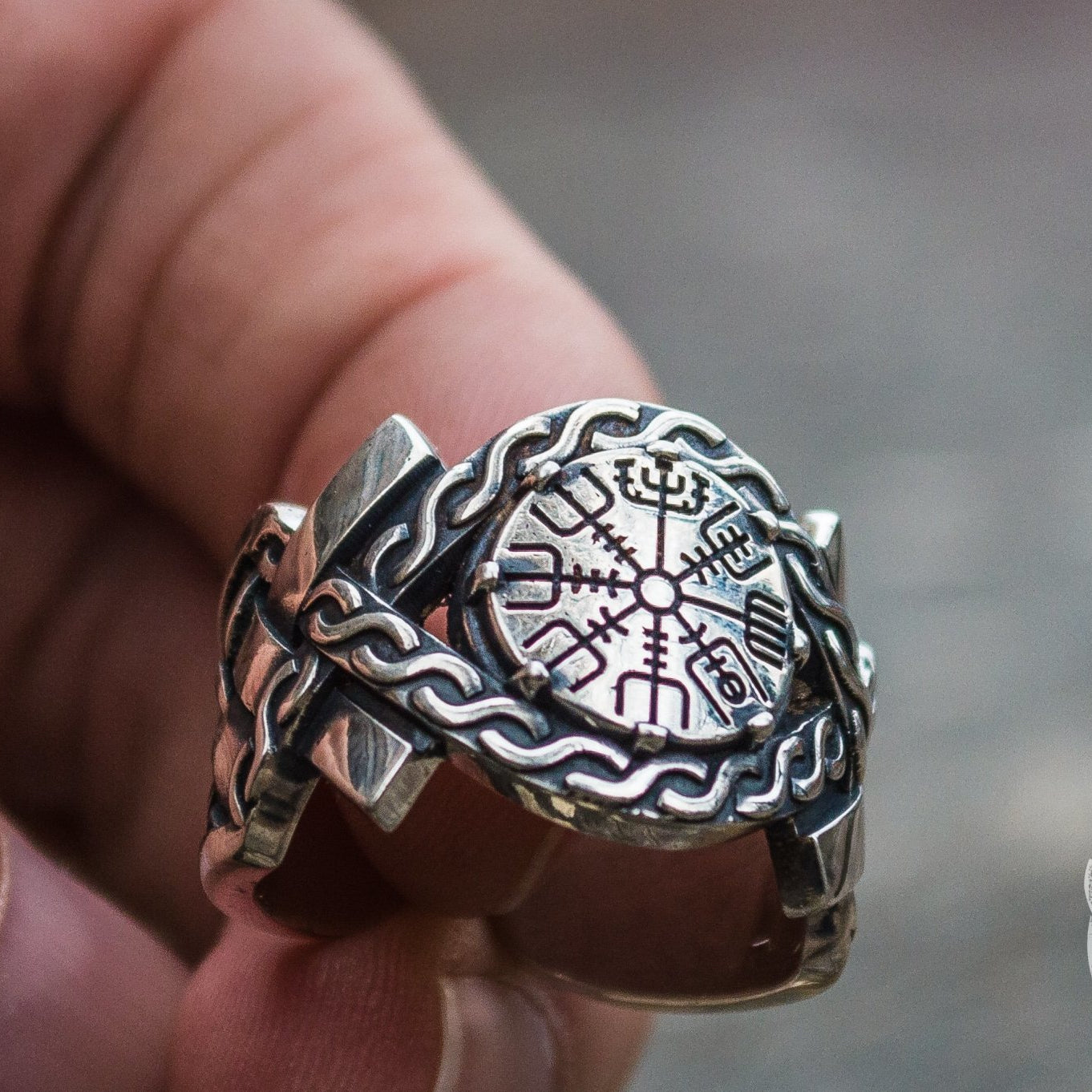 Norse Ornament Vegvisir Symbol Viking Ring - VikingsBrand