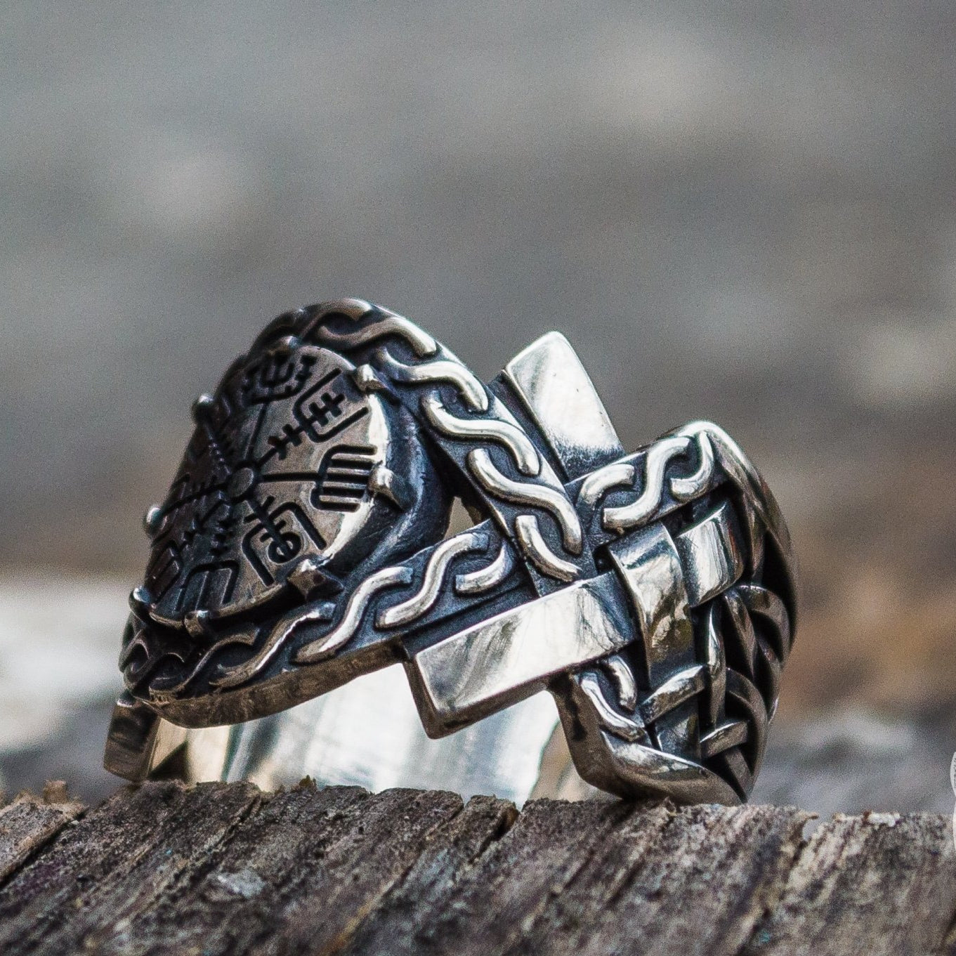 Norse Ornament Vegvisir Symbol Viking Ring - VikingsBrand