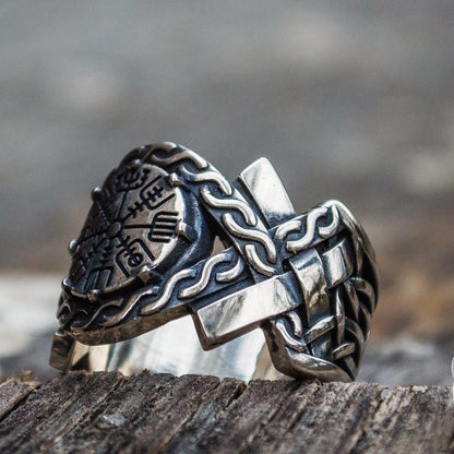 Norse Ornament Vegvisir Symbol Viking Ring - VikingsBrand