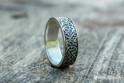 Norse Ornament Vikings Ring Sterling Silver Handcrafted Jewelry