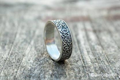 Norse Ornament Vikings Ring Sterling Silver Handcrafted Jewelry