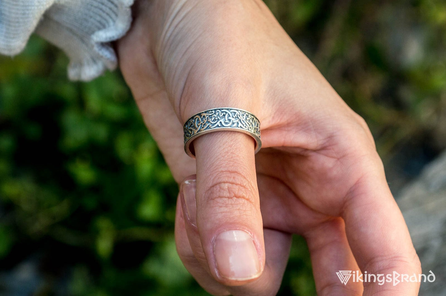 Norse Ornament Vikings Ring Sterling Silver Handcrafted Jewelry