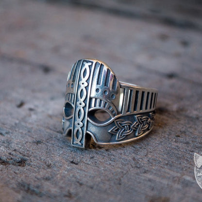 Norse Ornamental Viking Helmet 925 Sterling Silver Viking Ring - VikingsBrand
