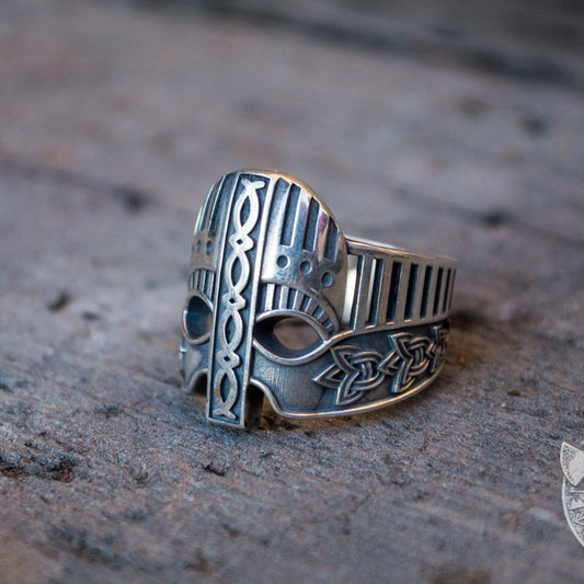 Norse Ornamental Viking Helmet 925 Sterling Silver Viking Ring - VikingsBrand