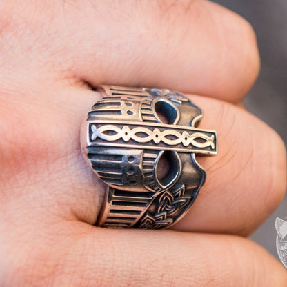 Norse Ornamental Viking Helmet 925 Sterling Silver Viking Ring - VikingsBrand