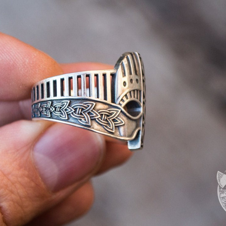Norse Ornamental Viking Helmet 925 Sterling Silver Viking Ring - VikingsBrand