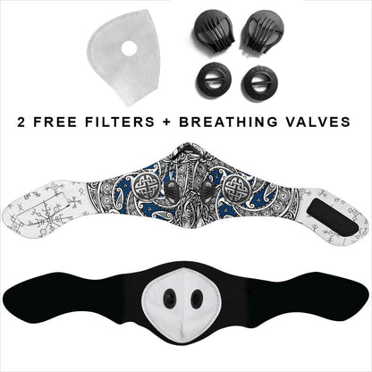 Norse Pattern Premium Face Mask Cover - Blue