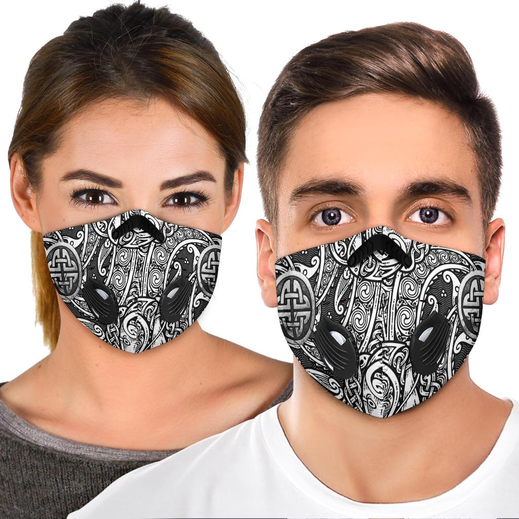 Norse Pattern Premium Face Mask Cover - Silver