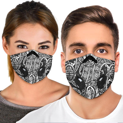 Norse Pattern Premium Face Mask Cover - Silver