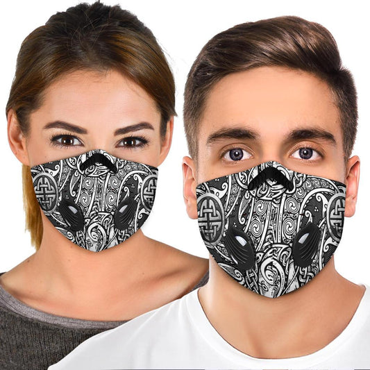 Norse Pattern Premium Face Mask Cover - Silver