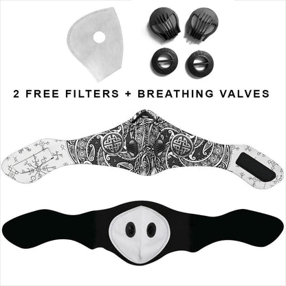 Norse Pattern Premium Face Mask Cover - Silver