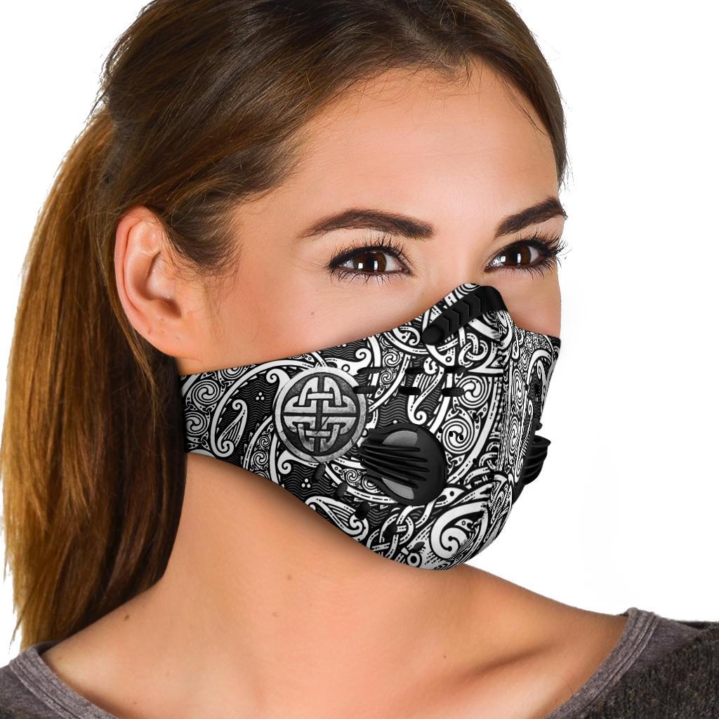 Norse Pattern Premium Face Mask Cover - Silver