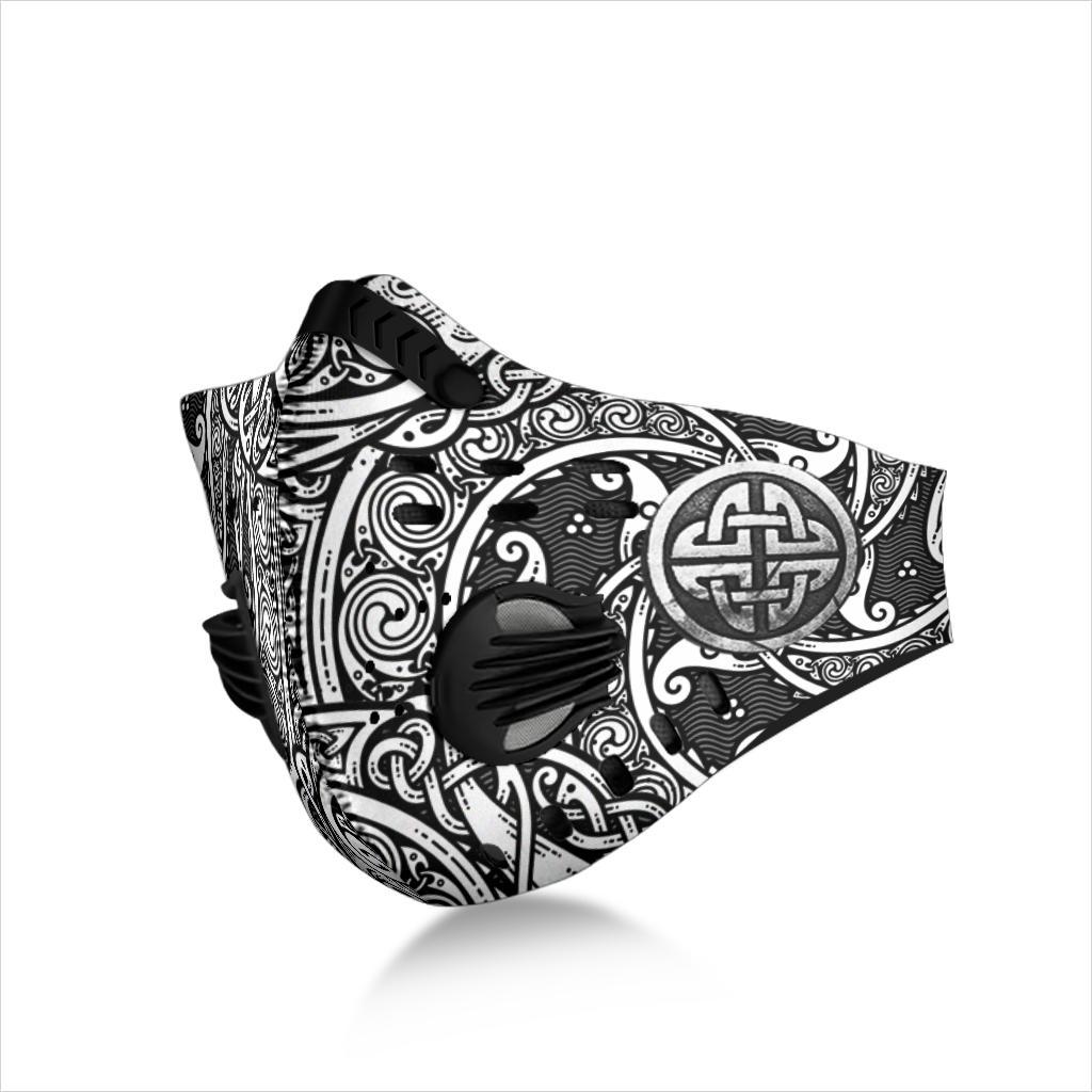 Norse Pattern Premium Face Mask Cover - Silver