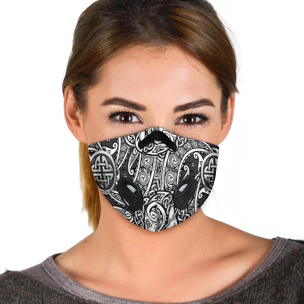 Norse Pattern Premium Face Mask Cover - Silver