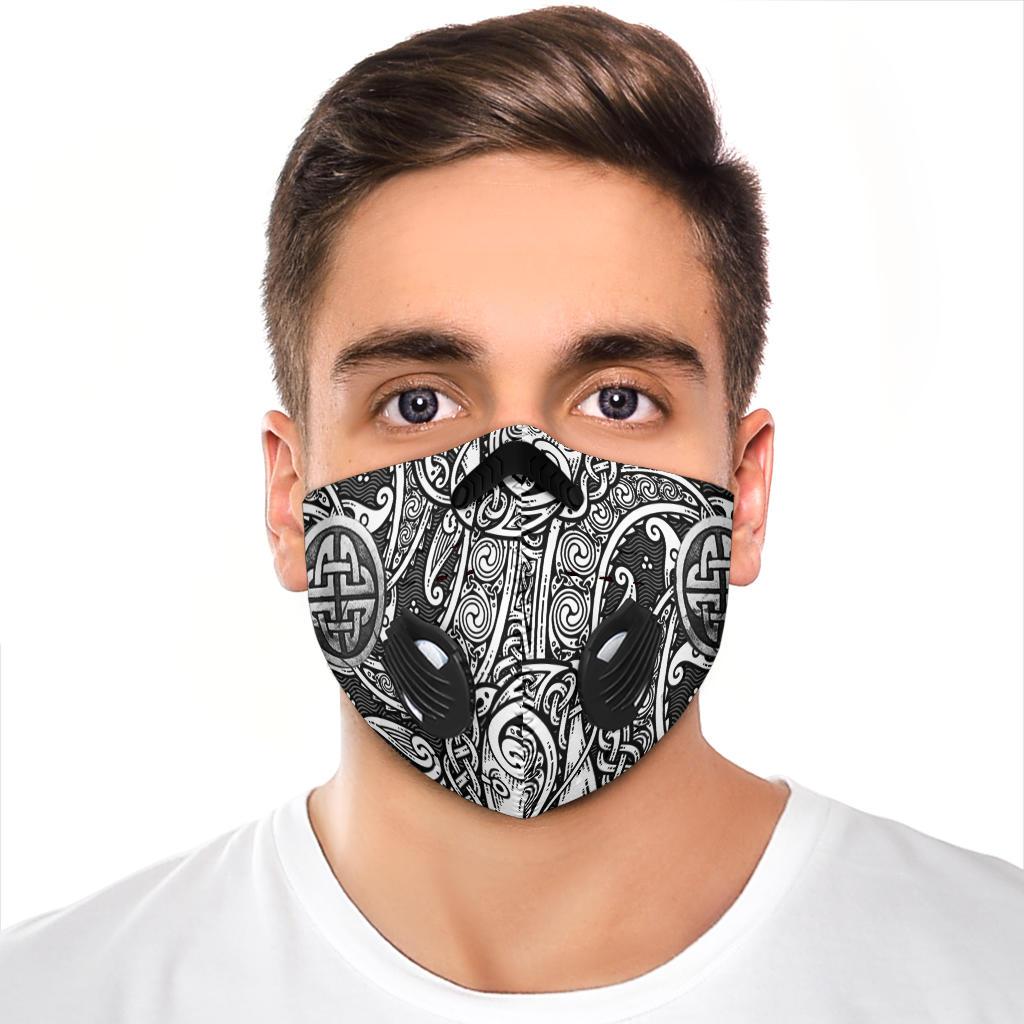 Norse Pattern Premium Face Mask Cover - Silver