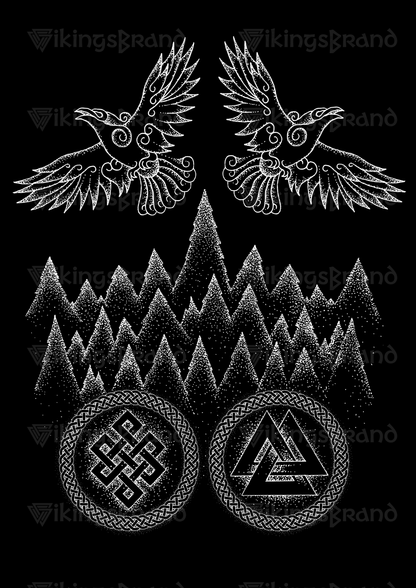Norse Ravens Tattoo, Hugin and Munin Viking Tattoo with Valknut - Digital Download