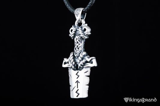 Norse Vikings Sword Pendant with Ornament Sterling Silver Viking Jewelry
