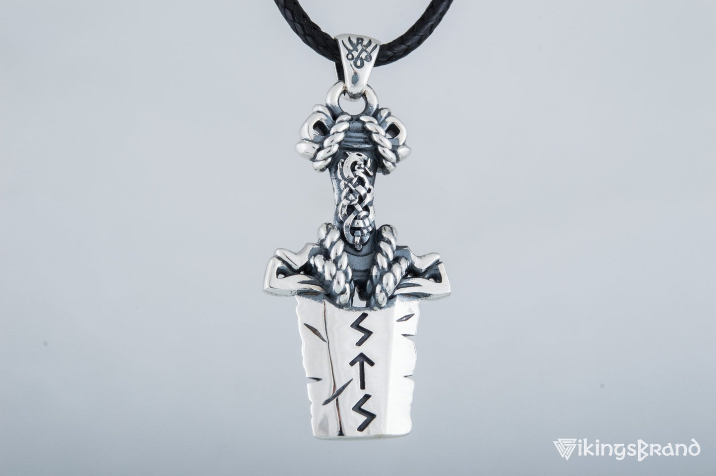 Norse Vikings Sword Pendant with Ornament Sterling Silver Viking Jewelry