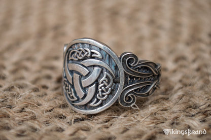 Odin Horn Viking Symbol with Viking Ornament Sterling Silver Norse Jewelry