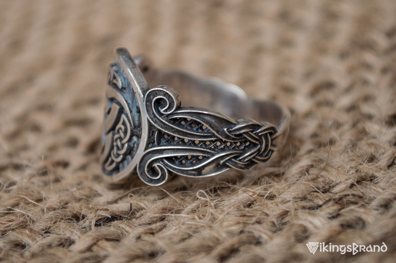 Odin Horn Viking Symbol with Viking Ornament Sterling Silver Norse Jewelry