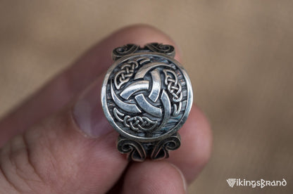 Odin Horn Viking Symbol with Viking Ornament Sterling Silver Norse Jewelry