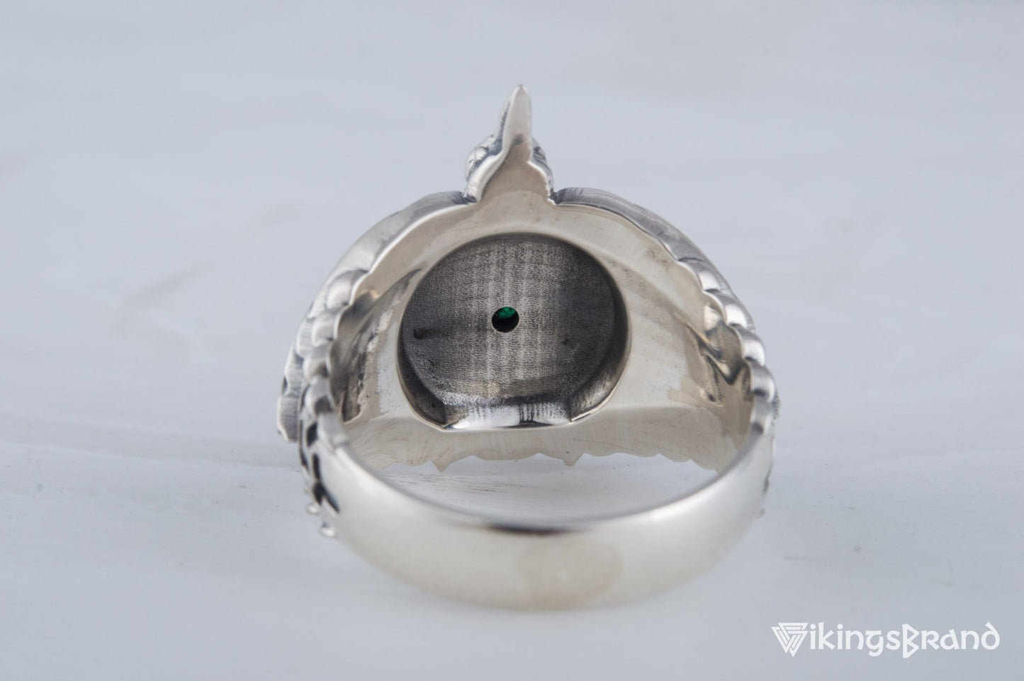 Odin Viking Raven Ring with Vegvisir Symbol Sterling Silver Norse Jewelry