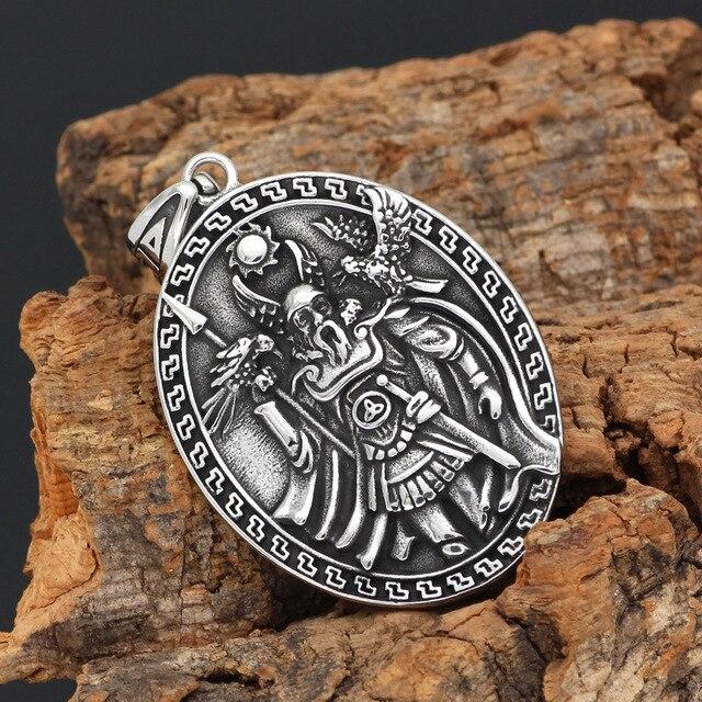 Odin with Huginn & Munnin and Geri & Freki Viking Pendant Necklace - VikingsBrand