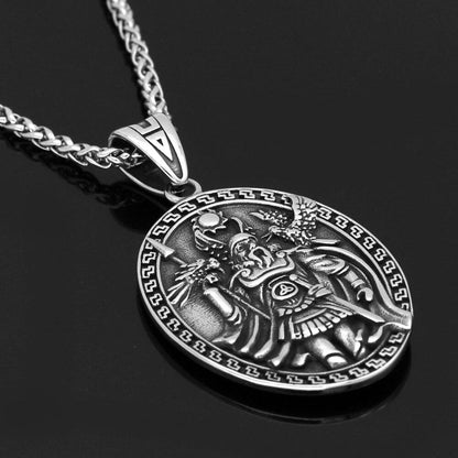 Odin with Huginn & Munnin and Geri & Freki Viking Pendant Necklace - VikingsBrand