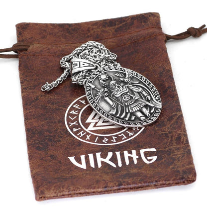Odin with Huginn & Munnin and Geri & Freki Viking Pendant Necklace - VikingsBrand
