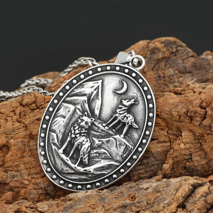 Odin with Huginn & Munnin and Geri & Freki Viking Pendant Necklace - VikingsBrand