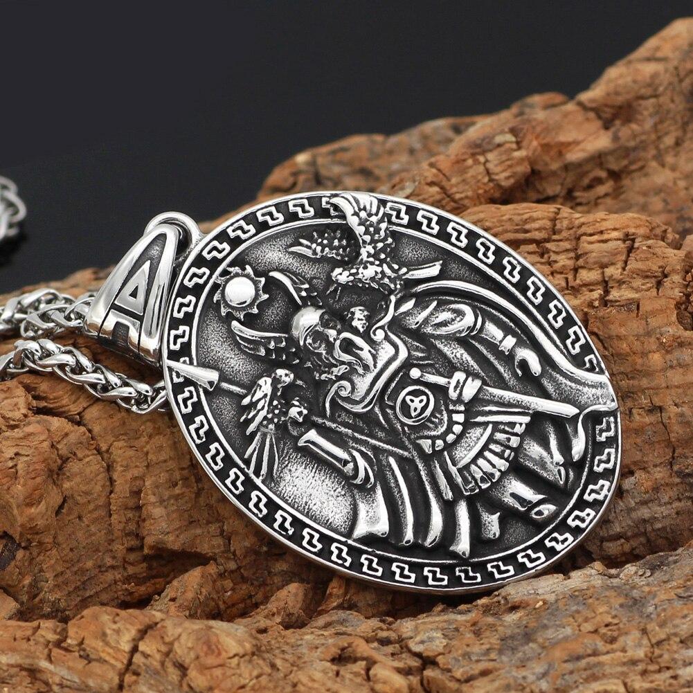 Odin with Huginn & Munnin and Geri & Freki Viking Pendant Necklace - VikingsBrand