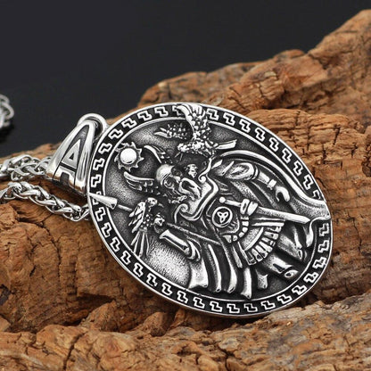 Odin with Huginn & Munnin and Geri & Freki Viking Pendant Necklace - VikingsBrand