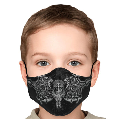 Odin with Vegvisir Black Viking Face Mask Cover
