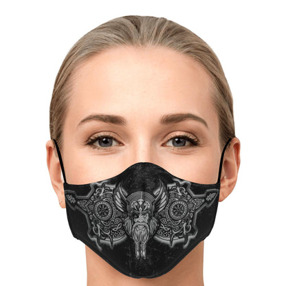 Odin with Vegvisir Black Viking Face Mask Cover
