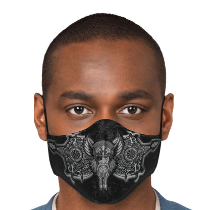 Odin with Vegvisir Black Viking Face Mask Cover