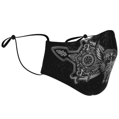 Odin with Vegvisir Black Viking Face Mask Cover